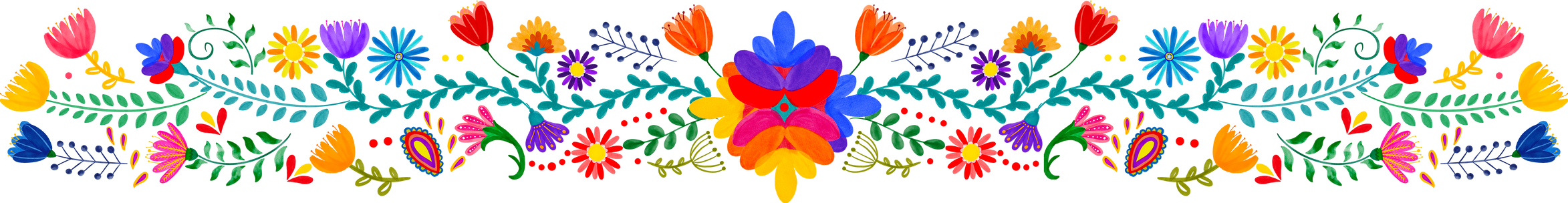 Watercolor mexican flower frame